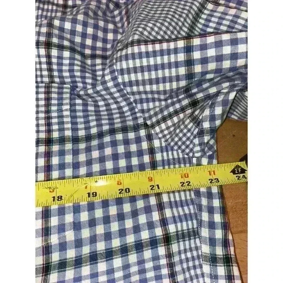 Christian Dior Plaid Dress Shirt Button Down Blue White Collared Shirt Size L - Picture 9 of 9